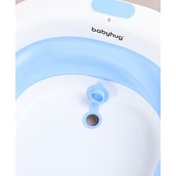 Babyhug Foldable Baby Bathtub - Blue - Free Size| Ideal for Infants & Toddlers| For Boys & Girls| Drain Plug| Non-slip Base| Travel Friendly| Compact Fold for Easy Storing