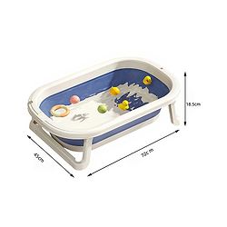 Babyhug Foldable Baby Bathtub - Blue - Free Size| Ideal for Infants & Toddlers| For Boys & Girls| Drain Plug| Non-slip Base| Travel Friendly| Compact Fold for Easy Storing