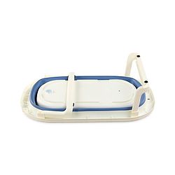 Babyhug Foldable Baby Bathtub - Blue - Free Size| Ideal for Infants & Toddlers| For Boys & Girls| Drain Plug| Non-slip Base| Travel Friendly| Compact Fold for Easy Storing