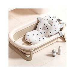 Babyhug Foldable Baby Bathtub - Blue - Free Size| Ideal for Infants & Toddlers| For Boys & Girls| Drain Plug| Non-slip Base| Travel Friendly| Compact Fold for Easy Storing