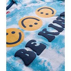 Babyhug 100% Cotton Knit Full Sleeves T-Shirt with Smiley & Be Kind Text Print - Blue