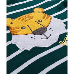 Babyhug 100% Cotton Knit Full Sleeves T-Shirt with Tiger Patch Embroidery - Dark Green