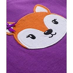 Babyhug 100% Cotton Knit Full Sleeves T-Shirt with Deer Patch Embroidery & Frill Detailing - Purple