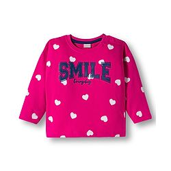 Babyhug 100% Cotton Knit Full Sleeves T-Shirt with Heart Print - Pink