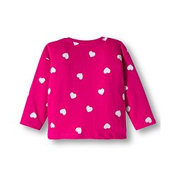 Babyhug 100% Cotton Knit Full Sleeves T-Shirt with Heart Print - Pink