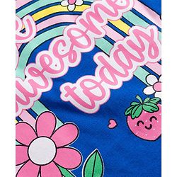 Babyhug 100% Cotton Knit Full Sleeves T-Shirt with Be Awesome Text Print - Royal Blue