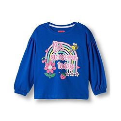 Babyhug 100% Cotton Knit Full Sleeves T-Shirt with Be Awesome Text Print - Royal Blue