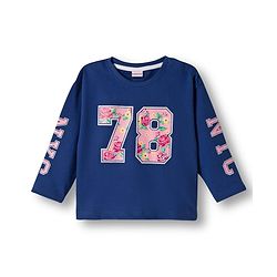 Babyhug 100% Cotton Knit Full Sleeves T-Shirt with Sport Theme Print - Royal Blue