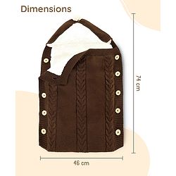 Babyhug Premium Hooded Knitted Blanket Sleeping Bag with Soft Fur Lining - Brown| Warm & Cozy Winter Wrapper| Machine Washable| Button Closure