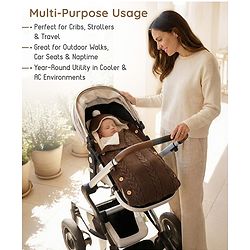 Babyhug Premium Hooded Knitted Blanket Sleeping Bag with Soft Fur Lining - Brown| Warm & Cozy Winter Wrapper| Machine Washable| Button Closure