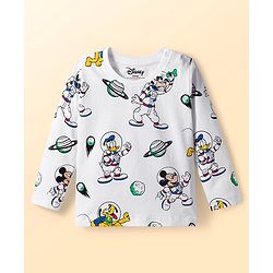 Babyhug Disney Single Jersey Knit Full Sleeves T-Shirts with Mickey & Friend Graphic Pack of 3 - Red Blue & White