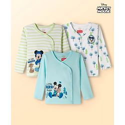 Babyhug Disney Interlock Knit Full Sleeves Jhablas with Mickey Mouse Graphics Pack of 3 - Multicolour