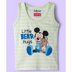 Babyhug Disney Single Jersey Knit Sleeveless Vest with Mickey Mouse Graphic Pack of 3 - Light Blue White & Light Green