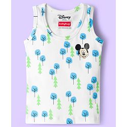 Babyhug Disney Single Jersey Knit Sleeveless Vest with Mickey Mouse Graphic Pack of 3 - Light Blue White & Light Green