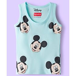 Babyhug Disney Single Jersey Knit Sleeveless Vest with Mickey Mouse Graphic Pack of 3 - Light Blue White & Light Green