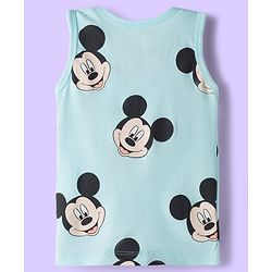 Babyhug Disney Single Jersey Knit Sleeveless Vest with Mickey Mouse Graphic Pack of 3 - Light Blue White & Light Green