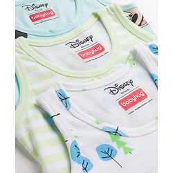 Babyhug Disney Single Jersey Knit Sleeveless Vest with Mickey Mouse Graphic Pack of 3 - Light Blue White & Light Green