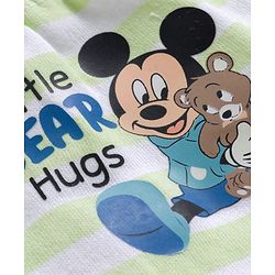 Babyhug Disney Interlock Knit Full Length Diaper Leggings With Mickey Mouse Print Pack Of 3 - Light Blue White & Green