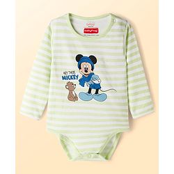 Babyhug Disney Interlock Knit Full Sleeves Onesies with Minnie Mouse Graphic Pack of 3 - Light Green Light Blue & White