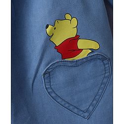 Babyhug Disney Denim Knit Dress with Full Sleeves and Piglet Embroidery in Blue