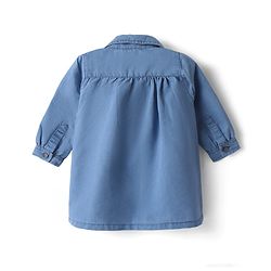 Babyhug Disney Denim Knit Dress with Full Sleeves and Piglet Embroidery in Blue