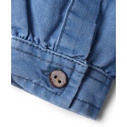 Babyhug Disney Denim Knit Dress with Full Sleeves and Piglet Embroidery in Blue