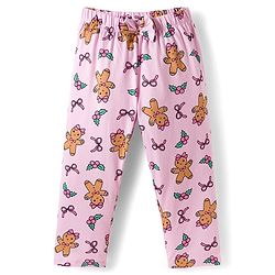 Babyhug Cotton Knit Full Sleeves Co-Ord Night Suit with Bow & Cookie Print - Pink