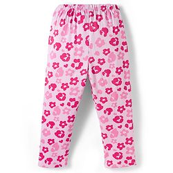 Babyhug Cotton Knit Full Sleeves Co-ords Night Suit With Floral Print - Pink