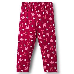Babyhug Cotton Knit Full Sleeves Co-ords Night Suit With Floral Print - Maroon