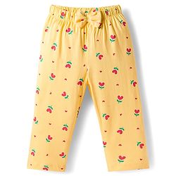 Babyhug Cotton Knit Full Sleeves Co-Ord Night Suit with Floral  Print - Yellow