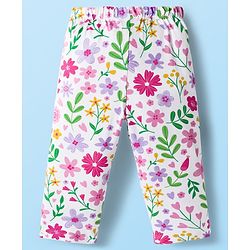 Babyhug Cotton Knit Full Sleeves Co-ords Night suit With Floral Print - White