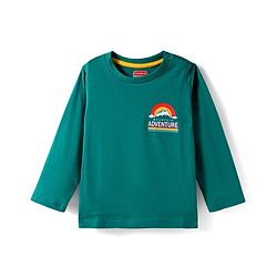 Babyhug 100% Cotton Knit Full Sleeves T-Shirt with Adventure Text Print Pack of 3 - Dark Green & Yellow Blue