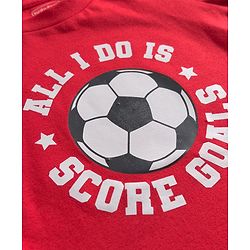 Babyhug 100% Cotton Knit Full Sleeves T-Shirt with All I do Is Sore Goal Text Print - Red