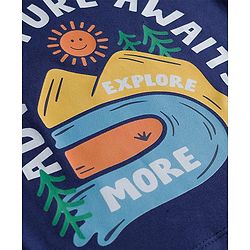 Babyhug 100% Cotton Knit Full Sleeves T-Shirt with Adventure Text Print - Navy Blue