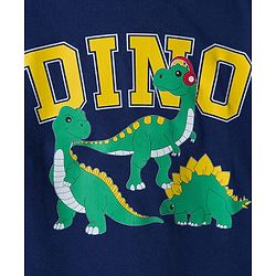 Babyhug 100% Cotton Knit Full Sleeves T-Shirt with Dino Print - Navy Blue