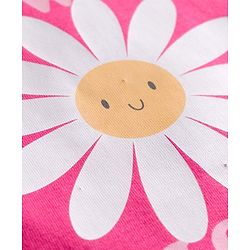 Babyhug 100% Cotton Knit Full Sleeves T-Shirt with Floral & Text Print  - Dark Pink