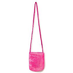 Babyhug Woven Cap Sleeves Party Dress With Sequin Detailing & Sling Bag - Dark Pink