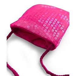 Babyhug Woven Cap Sleeves Party Dress With Sequin Detailing & Sling Bag - Dark Pink
