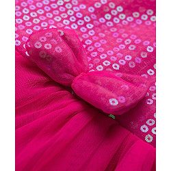 Babyhug Woven Cap Sleeves Party Dress With Sequin Detailing & Sling Bag - Dark Pink