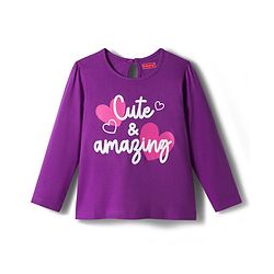 Babyhug 100% Cotton Knit Full Sleeves T-Shirt with Text Print - Violet