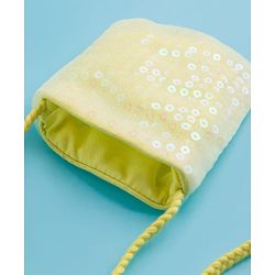 Babyhug Woven Cap Sleeves Party Dress With Sequin Detailing & Sling Bag - Yellow