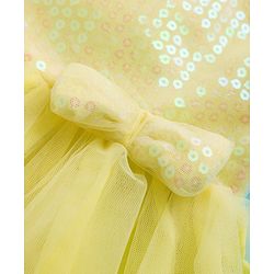 Babyhug Woven Cap Sleeves Party Dress With Sequin Detailing & Sling Bag - Yellow