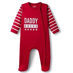 Babyhug Interlock Knit Full Sleeves Footed Sleepsuit With Text Print - Red