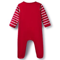 Babyhug Interlock Knit Full Sleeves Footed Sleepsuit With Text Print - Red