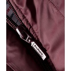 Babyhug Woven Full Sleeves Solid Color Hooded Puffer Jacket with Bow Applique - Wine