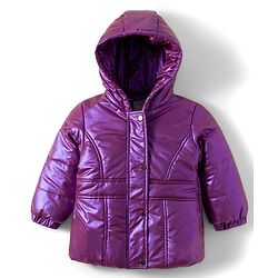 Babyhug Woven Full Sleeves Solid Color Hooded Padded Jacket - Purple