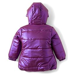 Babyhug Woven Full Sleeves Solid Color Hooded Padded Jacket - Purple