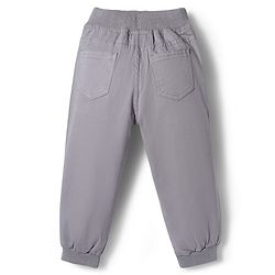 Babyhug Twill Woven Full Length Solid Color Joggers with Stretch - Grey