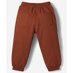 Babyhug Twill Woven Full Length Solid Color Joggers with Stretch - Grey