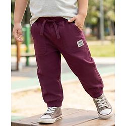 Babyhug Twill Woven Full Length Solid Color Joggers with Stretch - Grey
